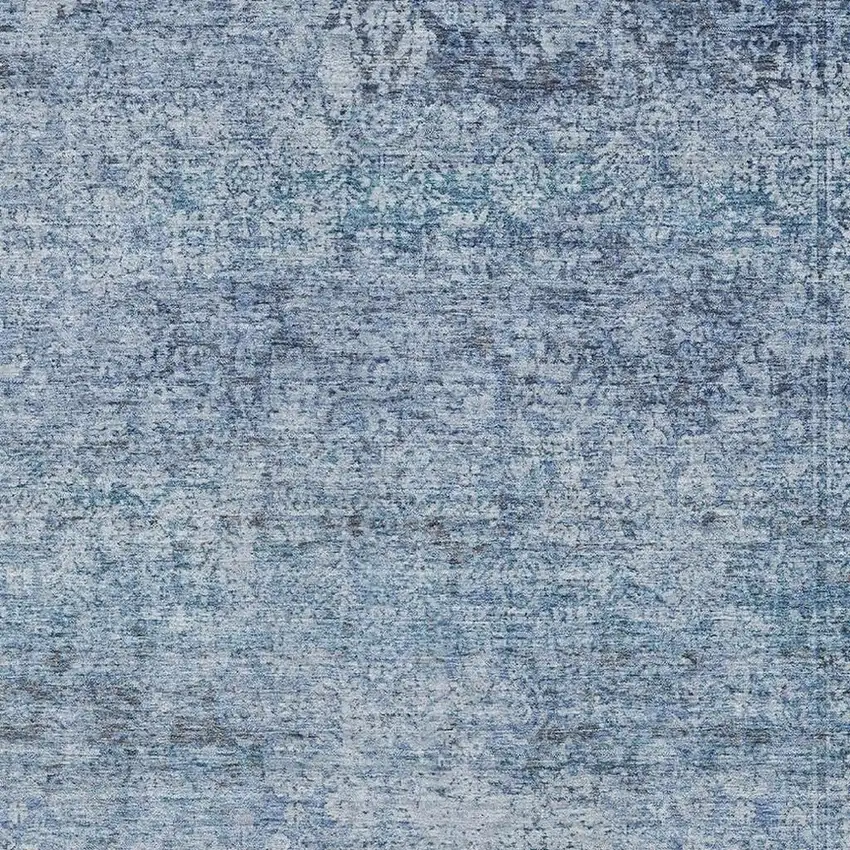 Blue And Denim Blue Abstract Washable Area Rug With UV Protection Photo 3