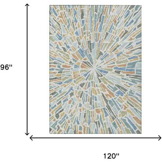 Blue And Denim Blue Abstract Washable Indoor Outdoor Area Rug Photo 7