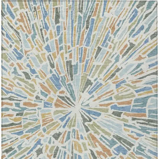 Blue And Denim Blue Abstract Washable Indoor Outdoor Area Rug Photo 4