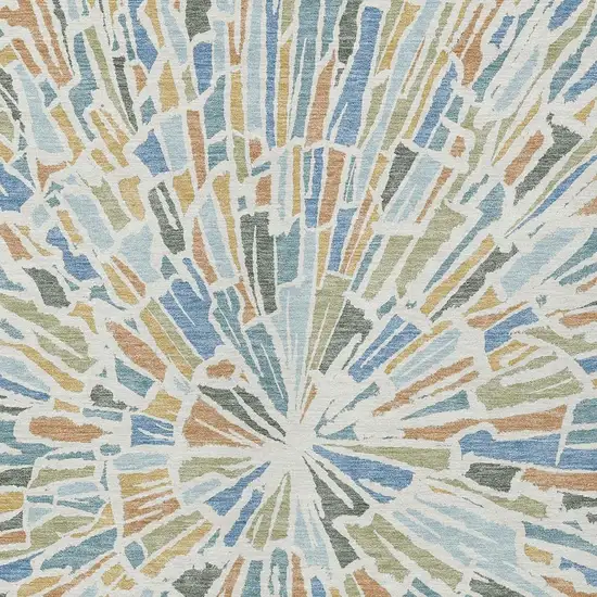 Blue And Denim Blue Abstract Washable Indoor Outdoor Area Rug Photo 3