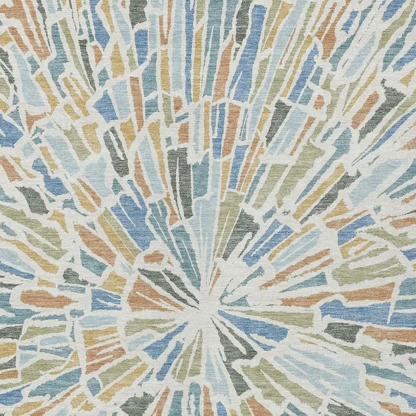 Blue And Denim Blue Abstract Washable Indoor Outdoor Area Rug Photo 3