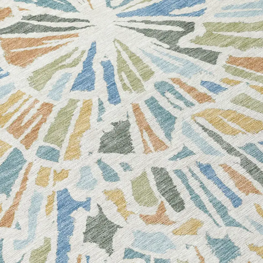 Blue And Denim Blue Abstract Washable Indoor Outdoor Area Rug Photo 6