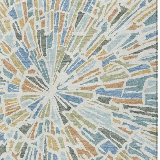 Blue And Denim Blue Abstract Washable Indoor Outdoor Area Rug Photo 3