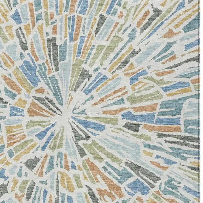 Blue And Denim Blue Abstract Washable Indoor Outdoor Area Rug Photo 3