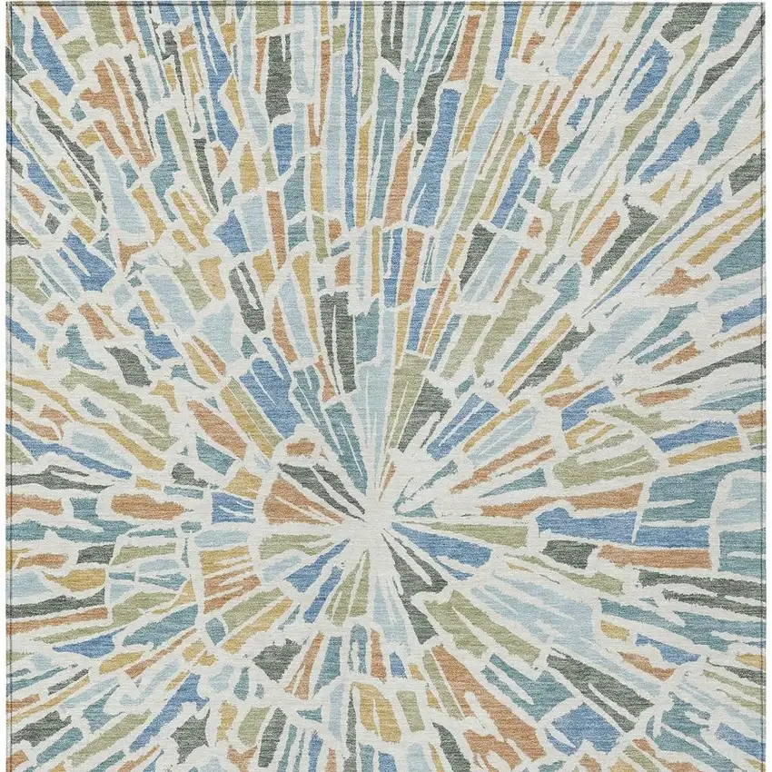 Blue And Denim Blue Abstract Washable Indoor Outdoor Area Rug Photo 4