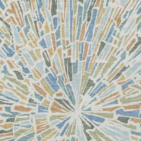 Blue And Denim Blue Abstract Washable Indoor Outdoor Area Rug Photo 3