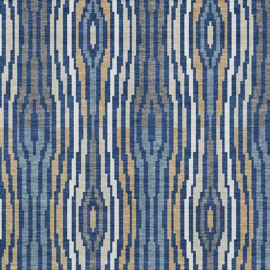 Blue And Denim Blue Abstract Washable Indoor Outdoor Area Rug Photo 3