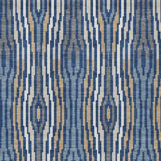 Blue And Denim Blue Abstract Washable Indoor Outdoor Area Rug Photo 5