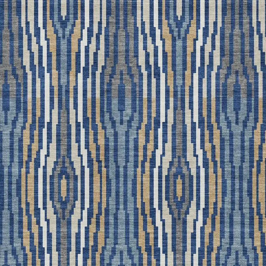 Blue And Denim Blue Abstract Washable Indoor Outdoor Area Rug Photo 5