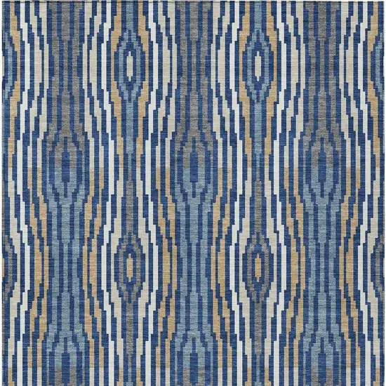 Blue And Denim Blue Abstract Washable Indoor Outdoor Area Rug Photo 6