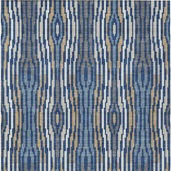Blue And Denim Blue Abstract Washable Indoor Outdoor Area Rug Photo 4