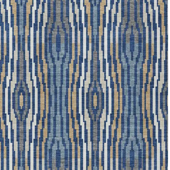 Blue And Denim Blue Abstract Washable Indoor Outdoor Area Rug Photo 5
