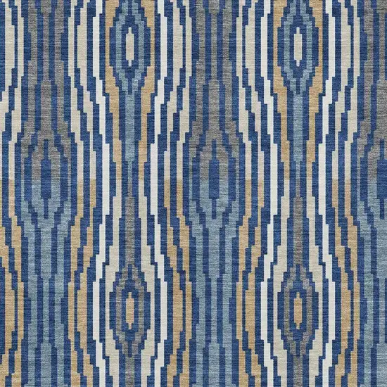 Blue And Denim Blue Abstract Washable Indoor Outdoor Area Rug Photo 3