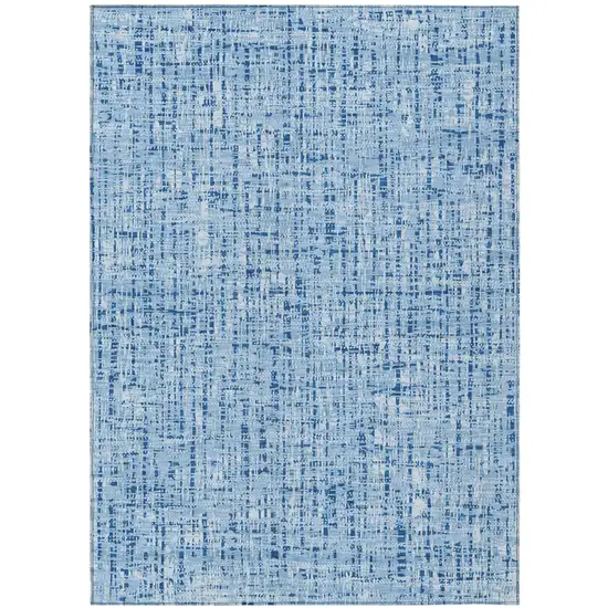 Blue And Denim Blue Abstract Washable Indoor Outdoor Area Rug Photo 2