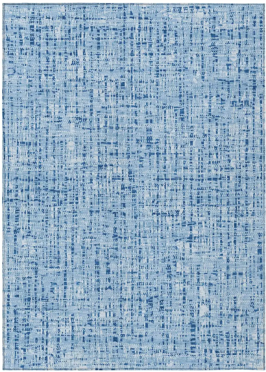 Blue And Denim Blue Abstract Washable Indoor Outdoor Area Rug Photo 2