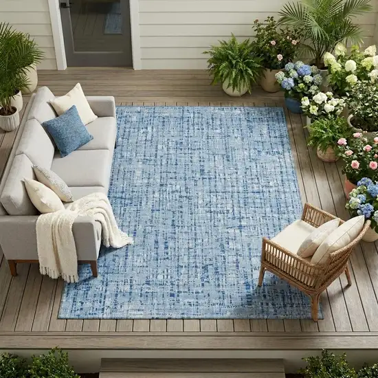 Blue And Denim Blue Abstract Washable Indoor Outdoor Area Rug Photo 1