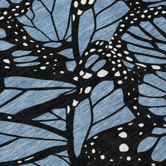 Blue And Denim Blue Animal Print Washable Indoor Outdoor Area Rug Photo 4