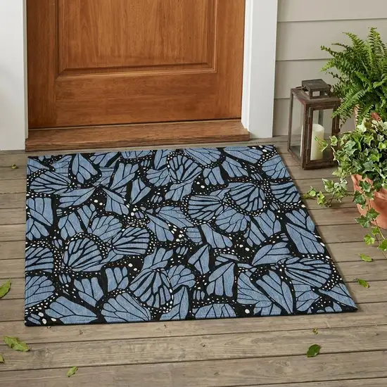 Blue And Denim Blue Animal Print Washable Indoor Outdoor Area Rug Photo 1