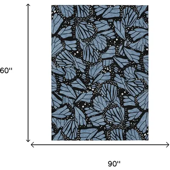 Blue And Denim Blue Animal Print Washable Indoor Outdoor Area Rug Photo 5