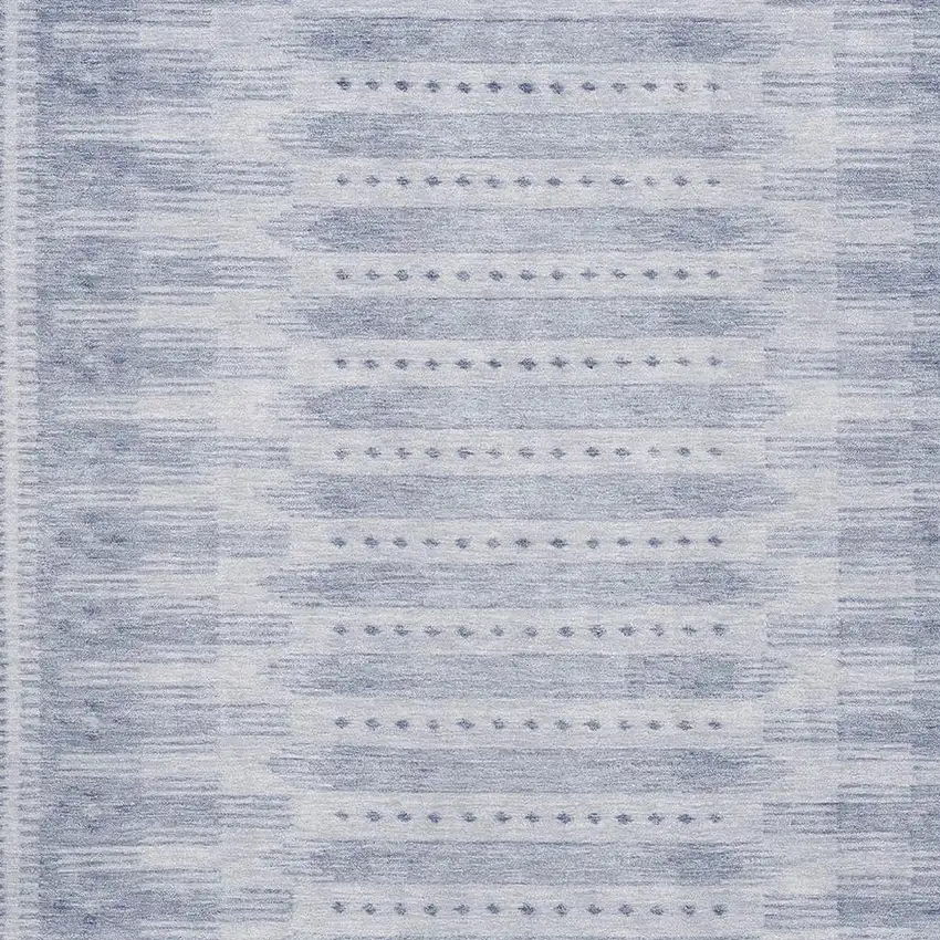 Blue And Denim Blue Geometric Washable Area Rug With UV Protection Photo 3