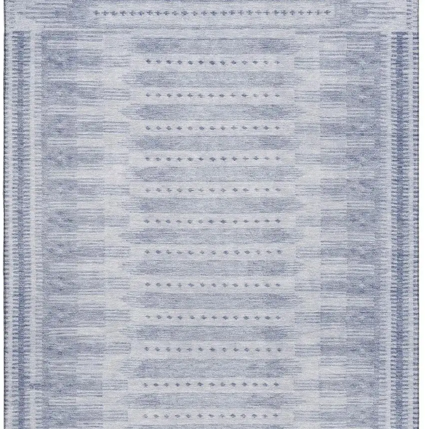 Blue And Denim Blue Geometric Washable Area Rug With UV Protection Photo 4
