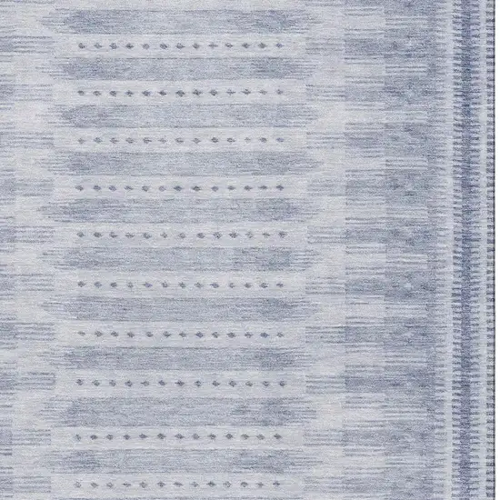 Blue And Denim Blue Geometric Washable Area Rug With UV Protection Photo 3
