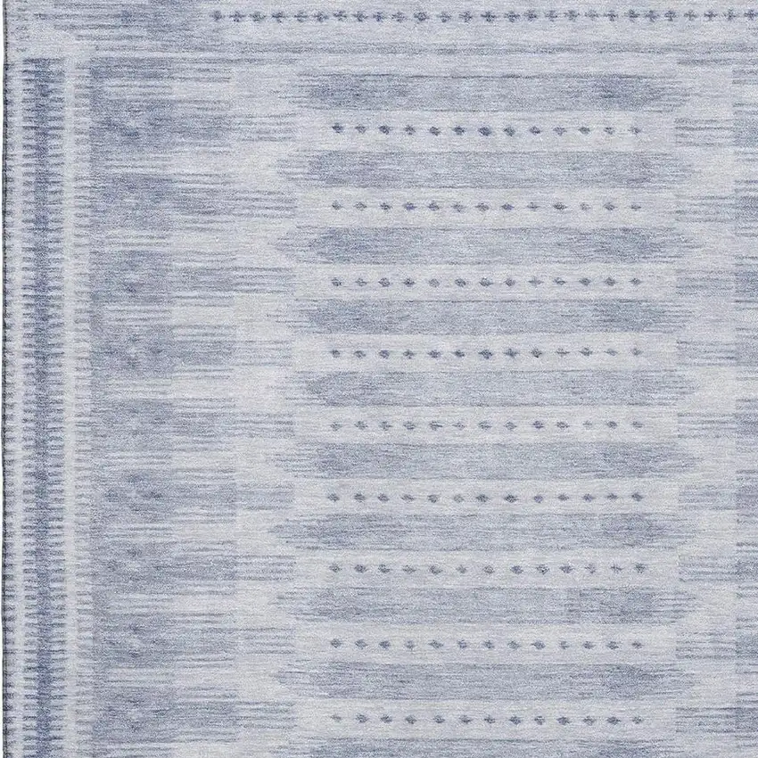 Blue And Denim Blue Geometric Washable Area Rug With UV Protection Photo 3