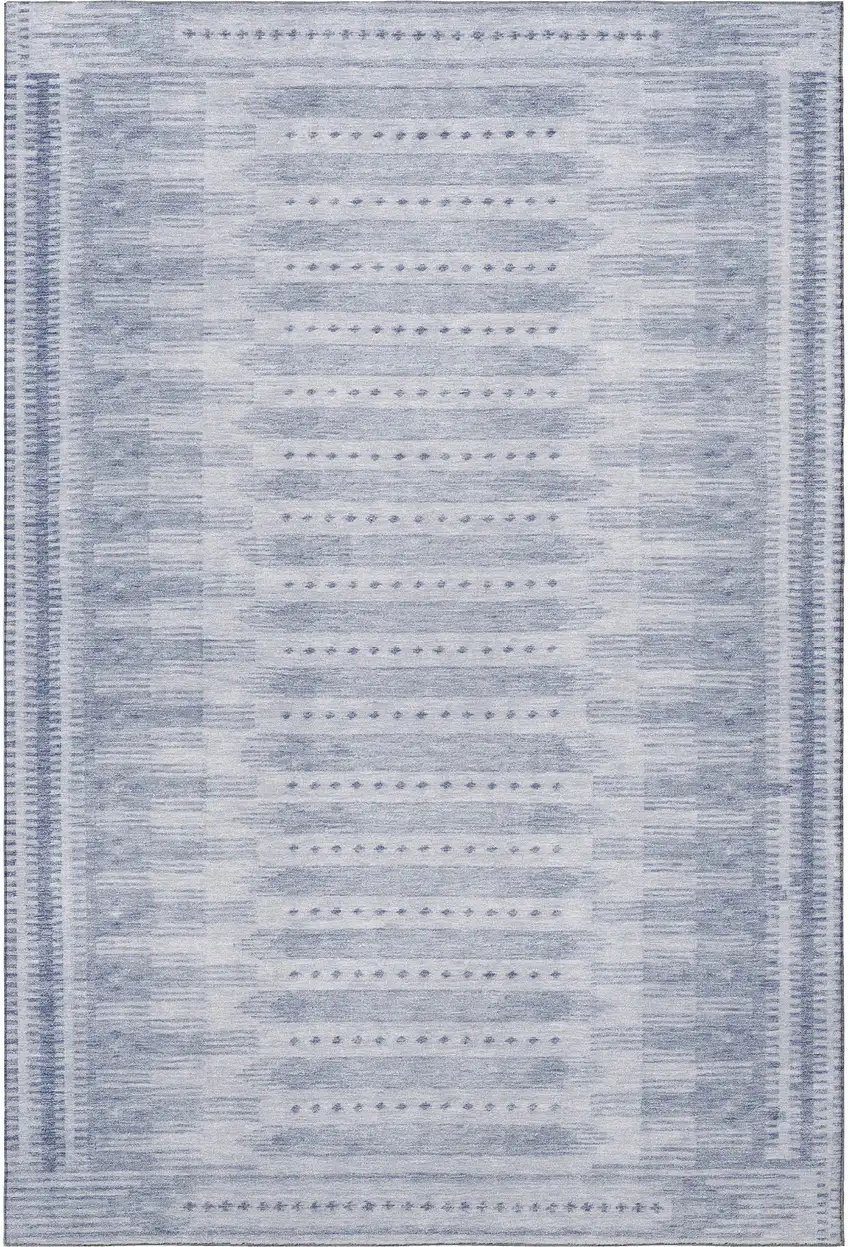 Blue And Denim Blue Geometric Washable Area Rug With UV Protection Photo 4