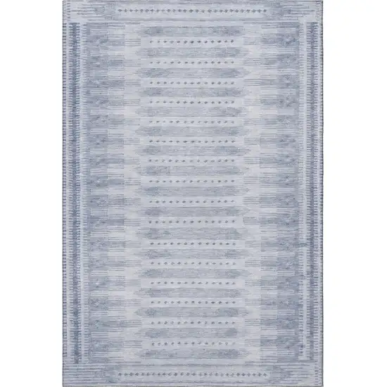 Blue And Denim Blue Geometric Washable Area Rug With UV Protection Photo 3