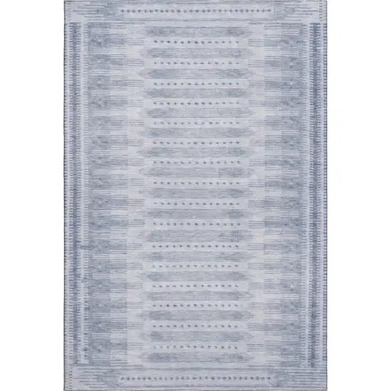 Blue And Denim Blue Geometric Washable Area Rug With UV Protection Photo 1