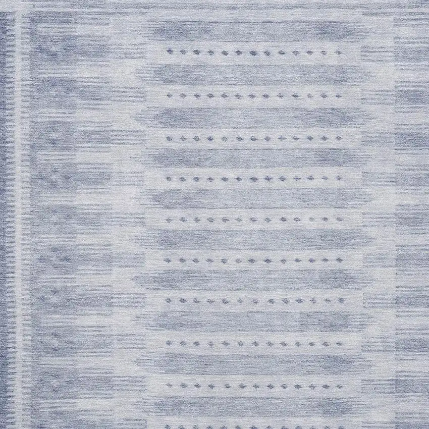 Blue And Denim Blue Geometric Washable Area Rug With UV Protection Photo 3