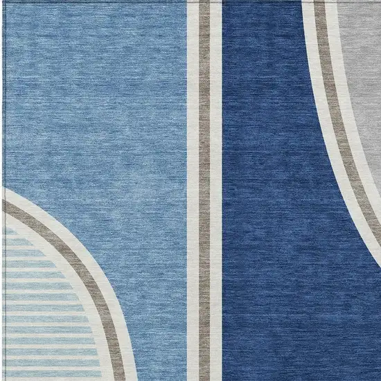 Blue And Denim Blue Geometric Washable Indoor Outdoor Area Rug Photo 8