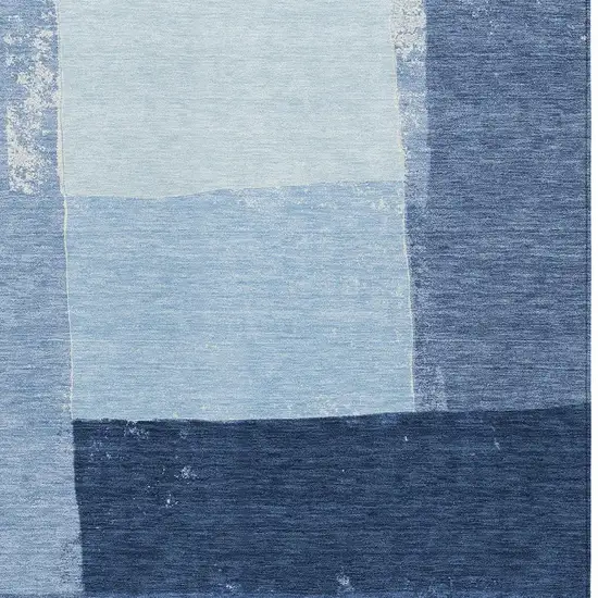 Blue And Denim Blue Geometric Washable Indoor Outdoor Area Rug Photo 2