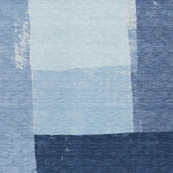 Blue And Denim Blue Geometric Washable Indoor Outdoor Area Rug Photo 2
