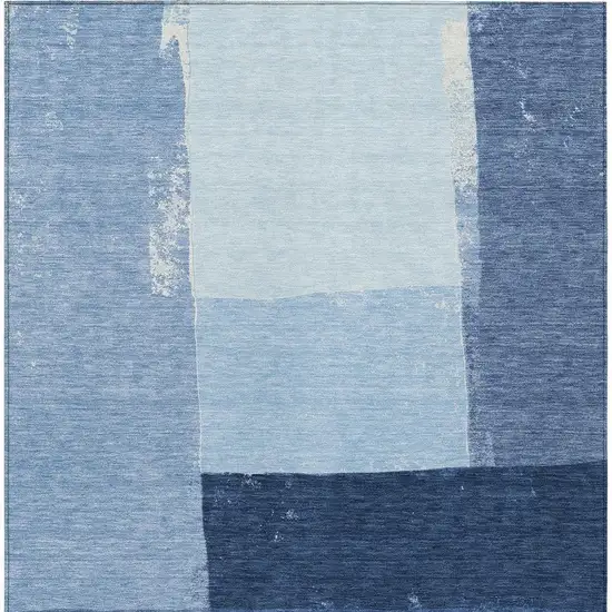 Blue And Denim Blue Geometric Washable Indoor Outdoor Area Rug Photo 3