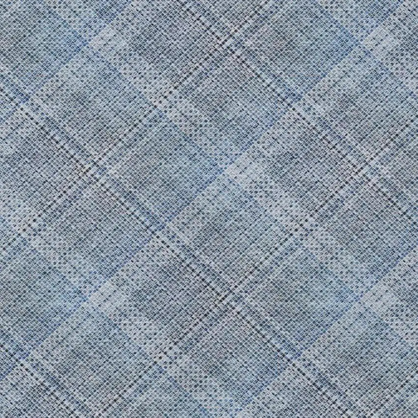 Blue And Denim Blue Plaid Washable Indoor Outdoor Area Rug Photo 9