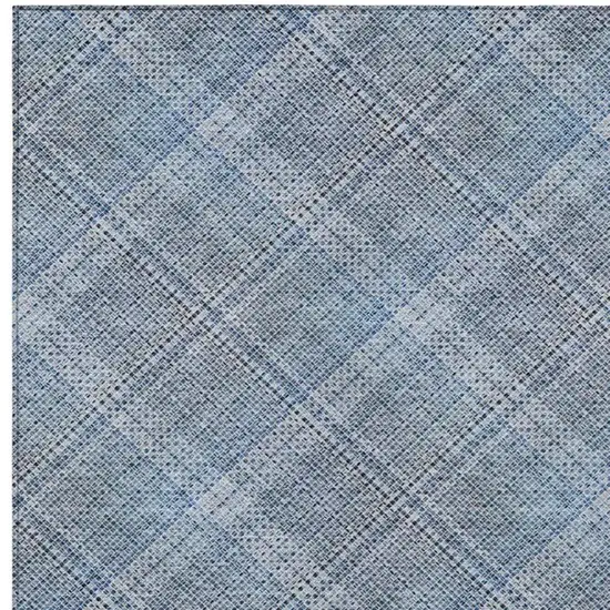 Blue And Denim Blue Plaid Washable Indoor Outdoor Area Rug Photo 6