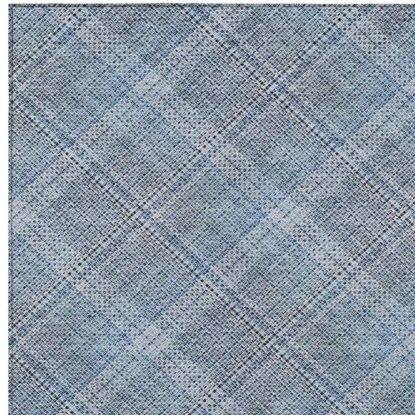 Blue And Denim Blue Plaid Washable Indoor Outdoor Area Rug Photo 6