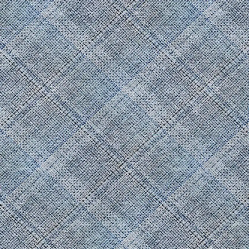 Blue And Denim Blue Plaid Washable Indoor Outdoor Area Rug Photo 5