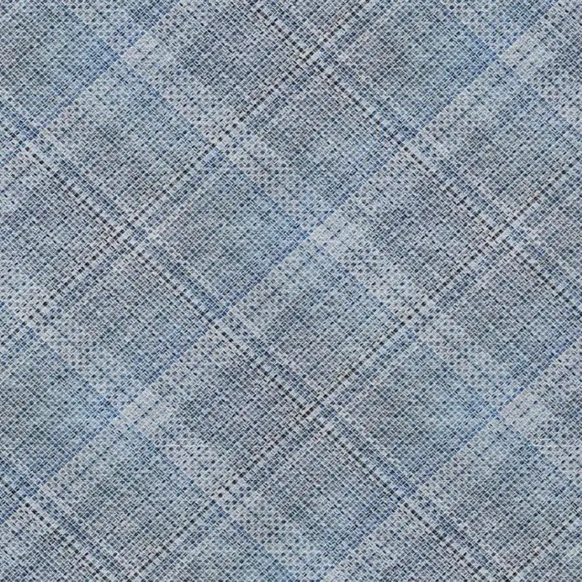 Blue And Denim Blue Plaid Washable Indoor Outdoor Area Rug Photo 4