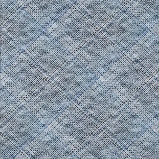 Blue And Denim Blue Plaid Washable Indoor Outdoor Area Rug Photo 8