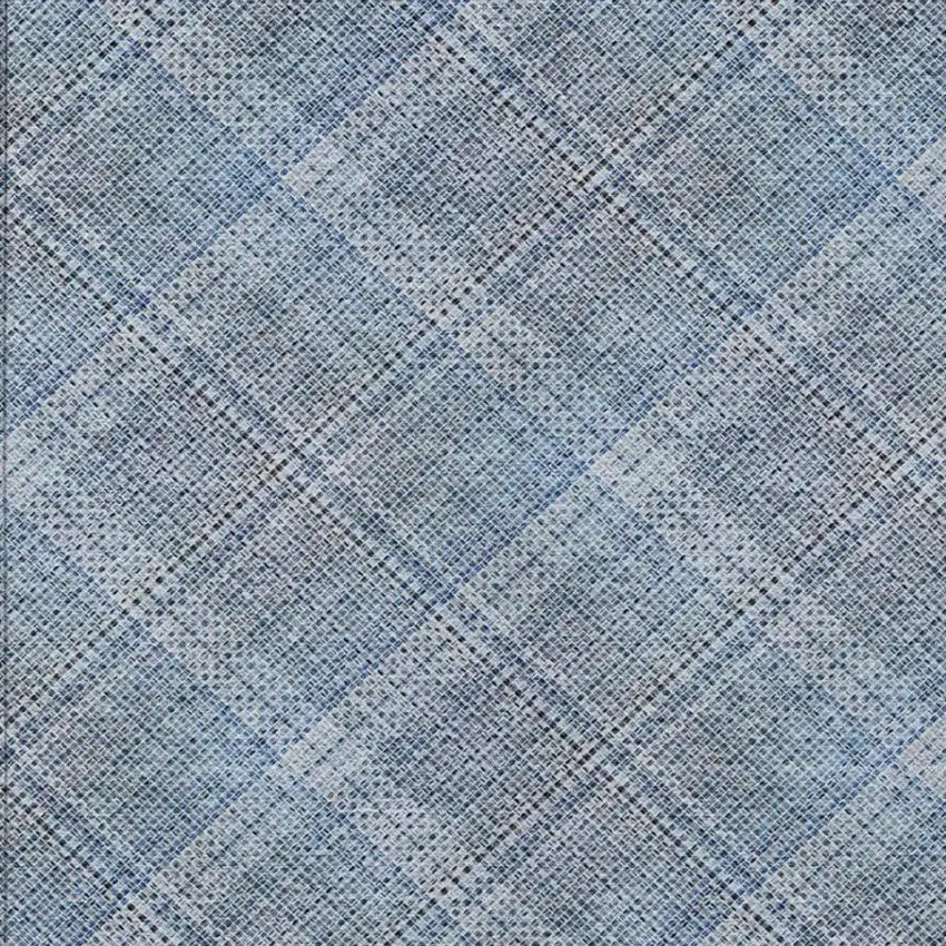 Blue And Denim Blue Plaid Washable Indoor Outdoor Area Rug Photo 8