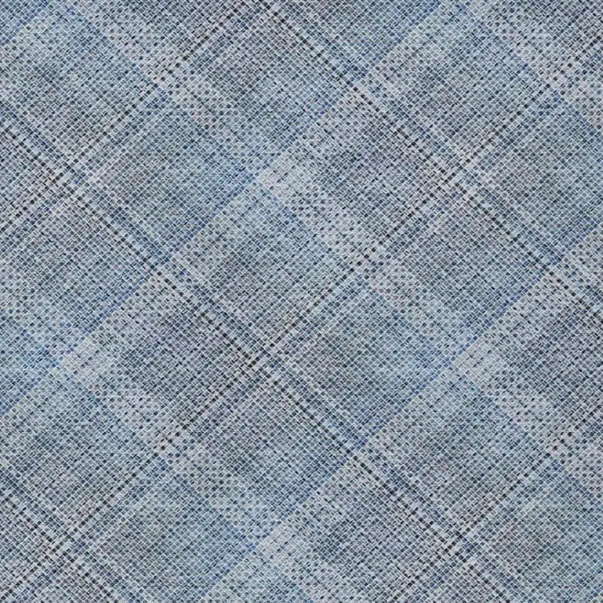 Blue And Denim Blue Plaid Washable Indoor Outdoor Area Rug Photo 6