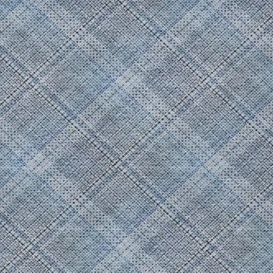 Blue And Denim Blue Plaid Washable Indoor Outdoor Area Rug Photo 6