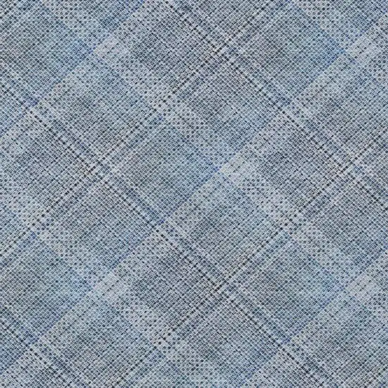 Blue And Denim Blue Plaid Washable Indoor Outdoor Area Rug Photo 1