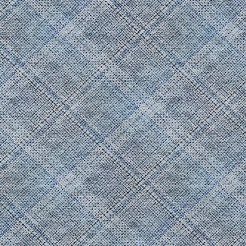 Blue And Denim Blue Plaid Washable Indoor Outdoor Area Rug Photo 1
