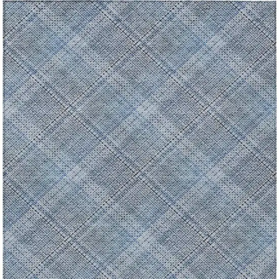 Blue And Denim Blue Plaid Washable Indoor Outdoor Area Rug Photo 9
