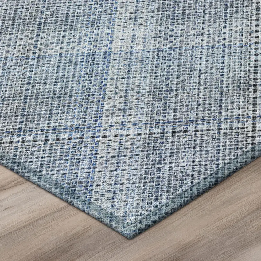 Blue And Denim Blue Plaid Washable Indoor Outdoor Area Rug Photo 4