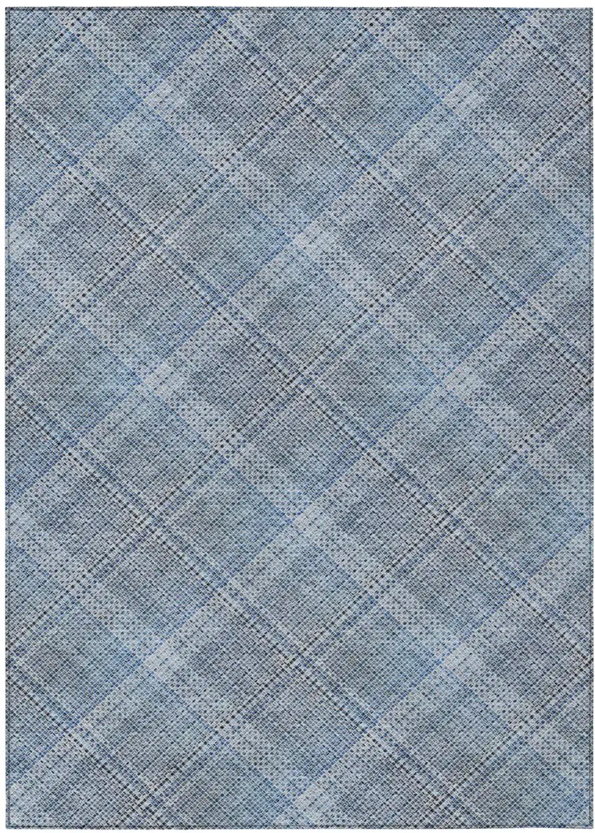 Blue And Denim Blue Plaid Washable Indoor Outdoor Area Rug Photo 3