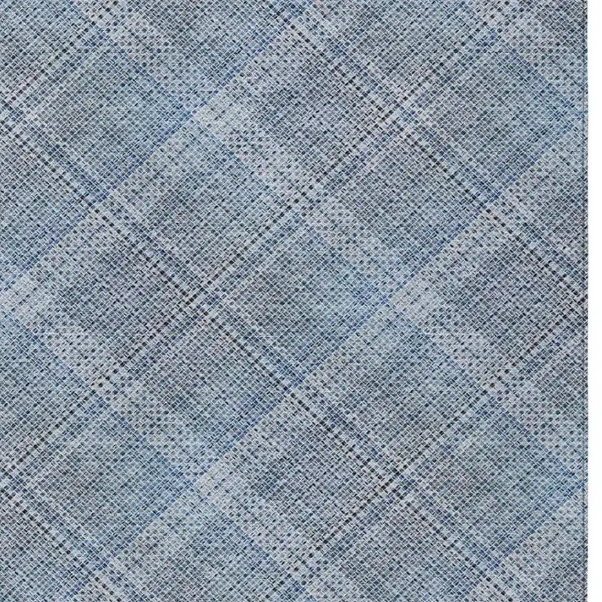 Blue And Denim Blue Plaid Washable Indoor Outdoor Area Rug Photo 8